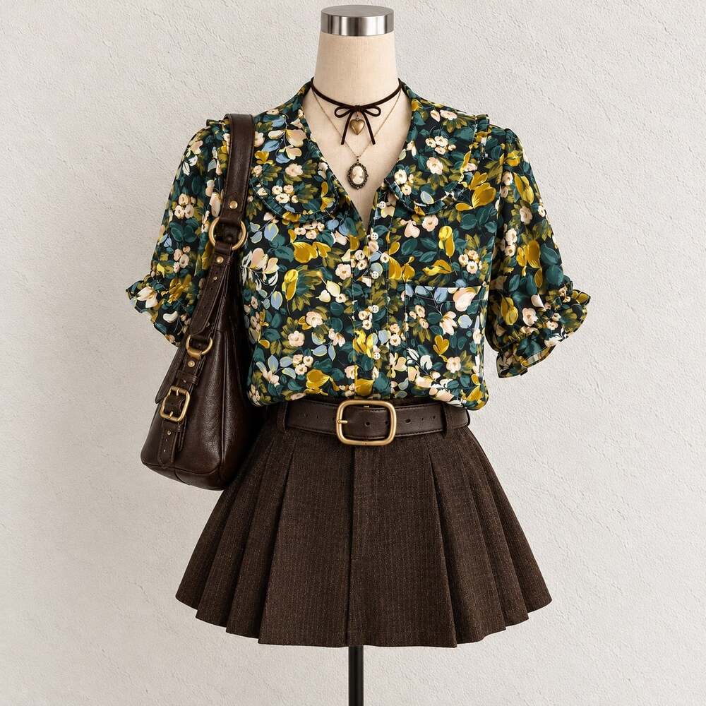 Womens Anthropologie Peter Pan Collar Blouse Top Romantic Twee Cottagecore Sz.XL